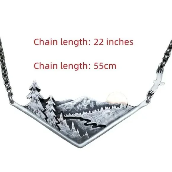 Mountain Sunset Sunrise Pendant Necklace - Picture 3 of 6